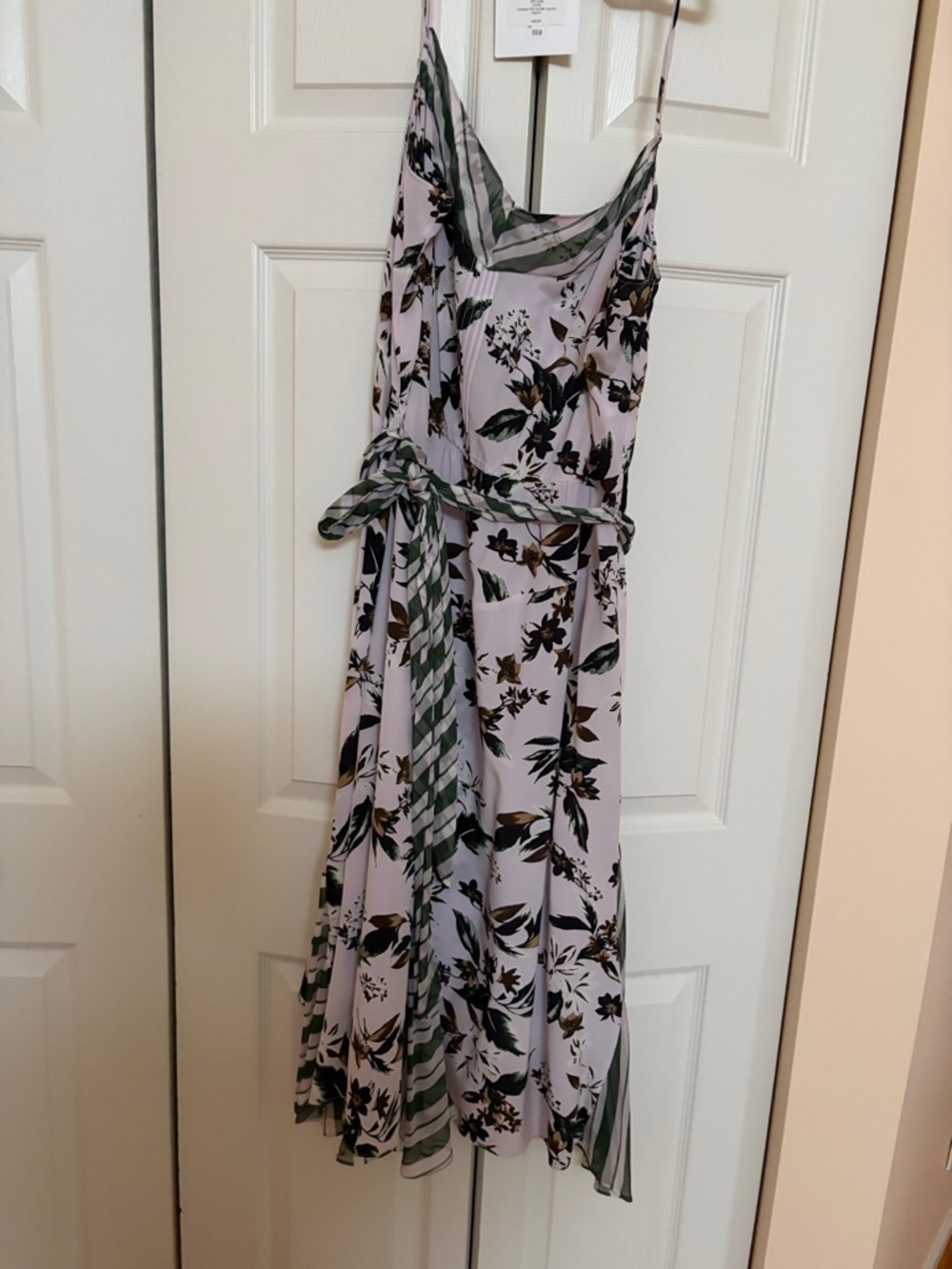 Diane Von Furstenberg Lavender Floral Midi Dress with Green and Brown Print